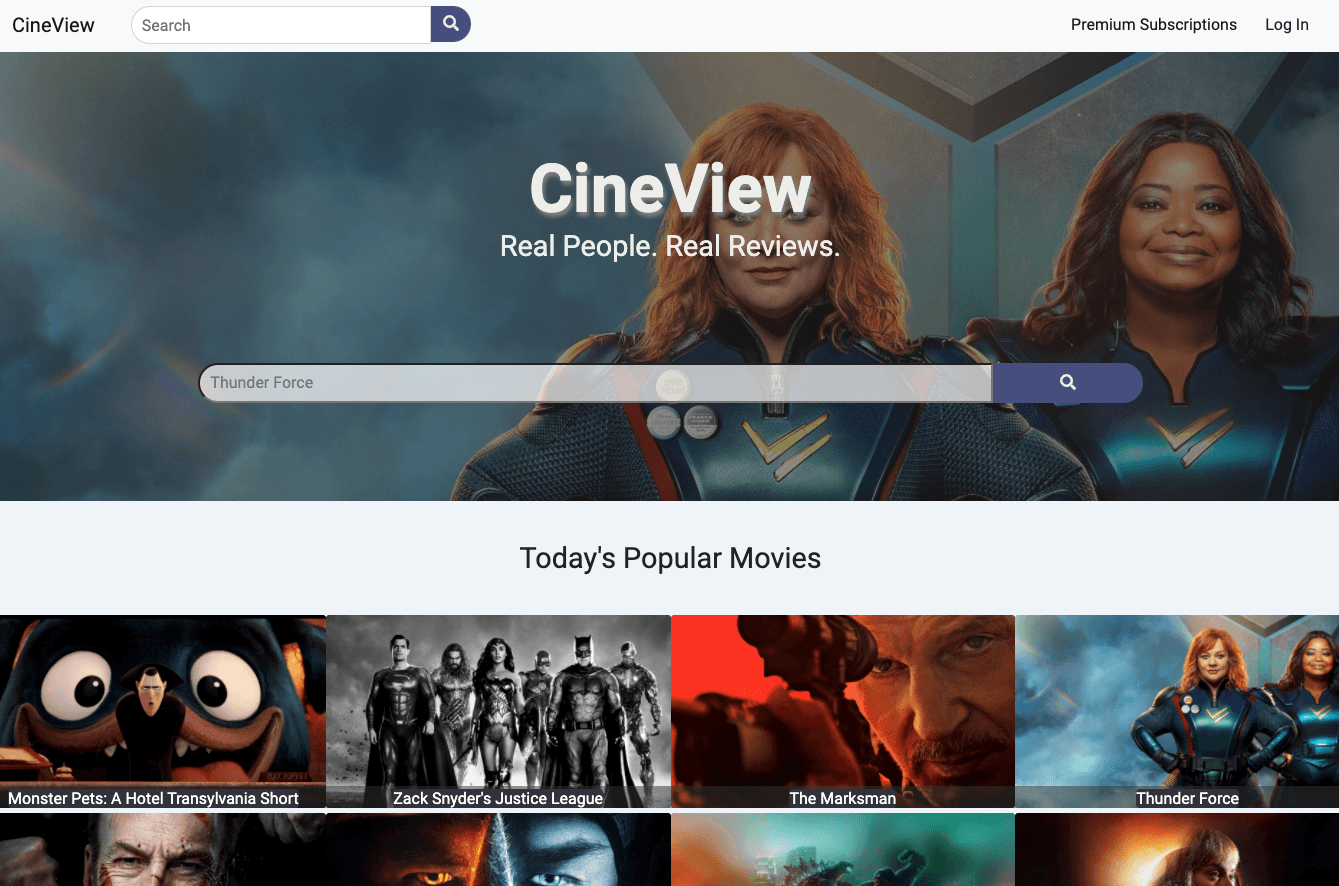 Desktop View for Cineview project