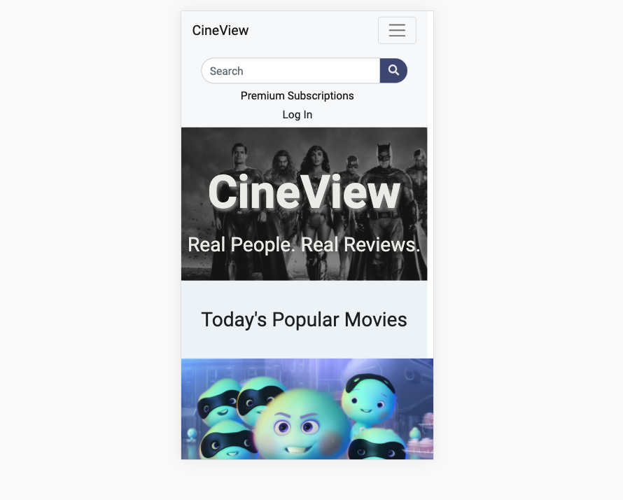 Mobile View for Cineview project