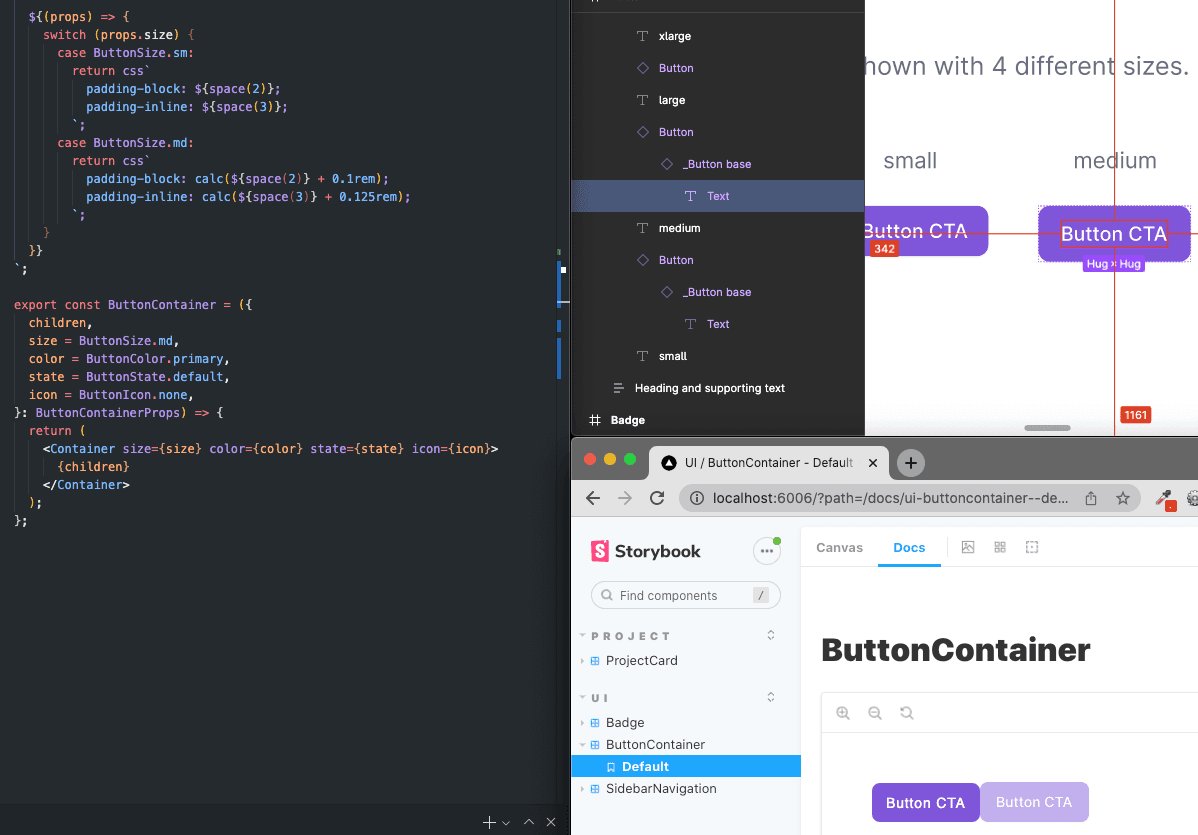 Creating a button with storybook and design files