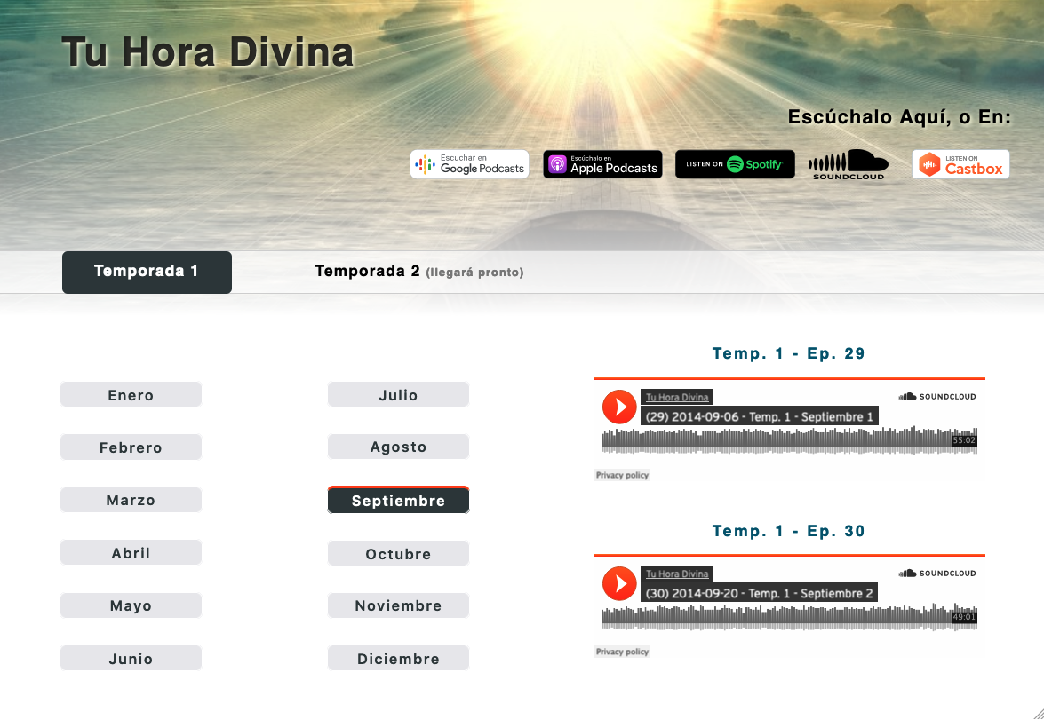 Desktop View for Radio Tu Hora Divina